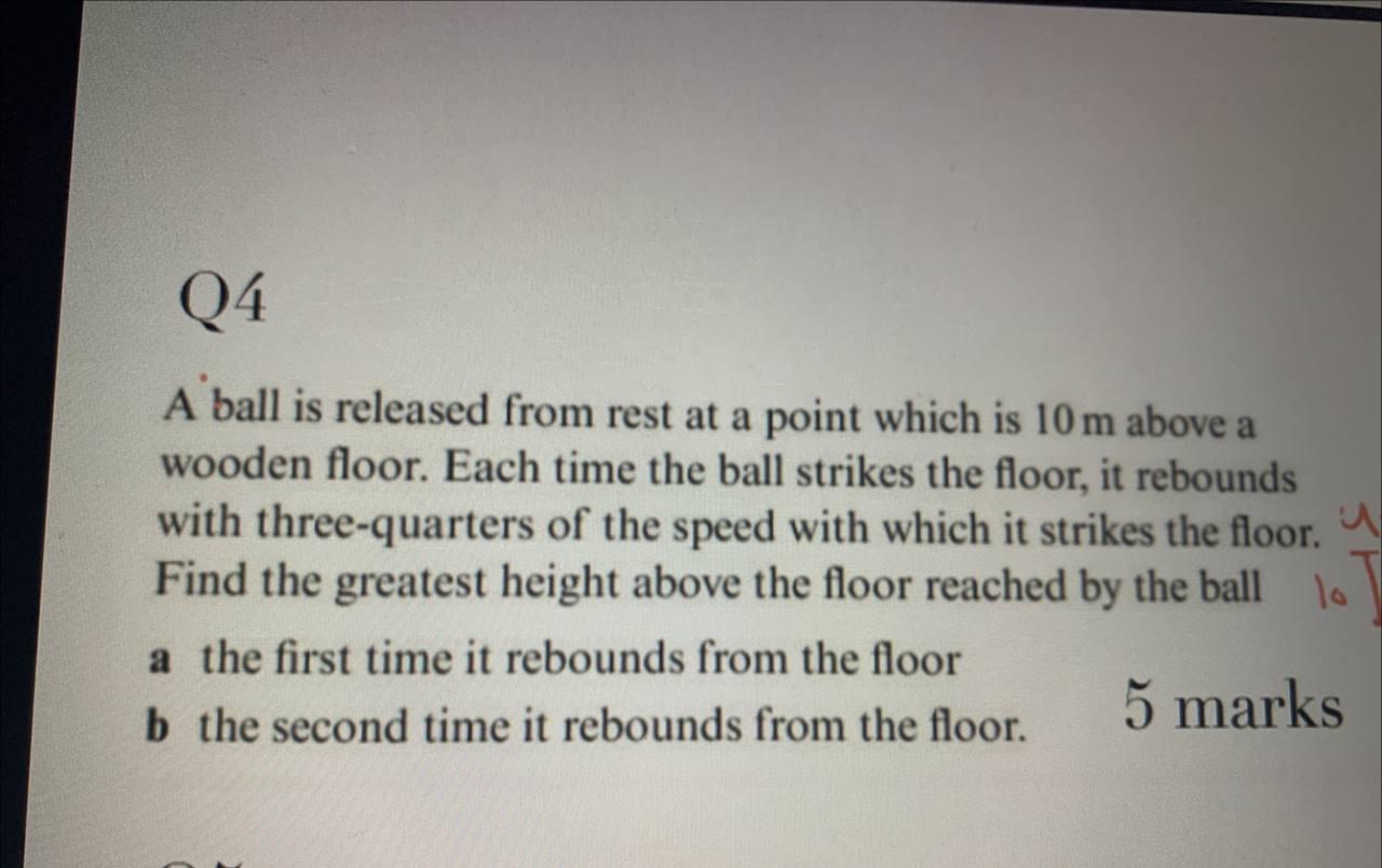 Solved Q4 A ball is released from rest at a point which is | Chegg.com