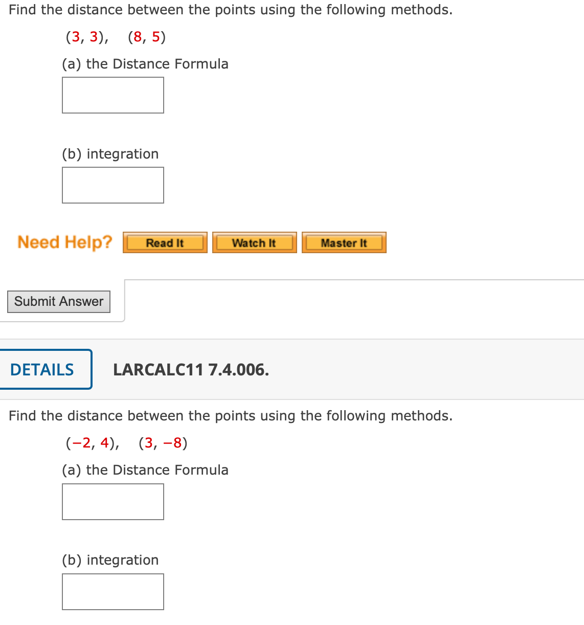 Solved Find the distance between the points using the | Chegg.com