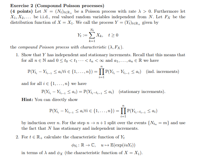 Solved Exercise 2 Poisson processes) (4 points)