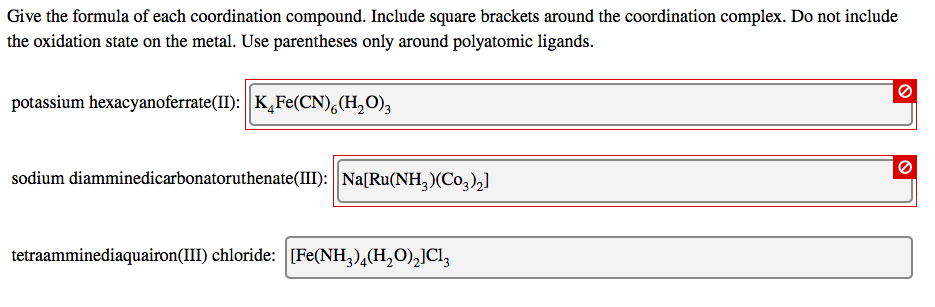 Solved Give the formula of each coordination compound. | Chegg.com