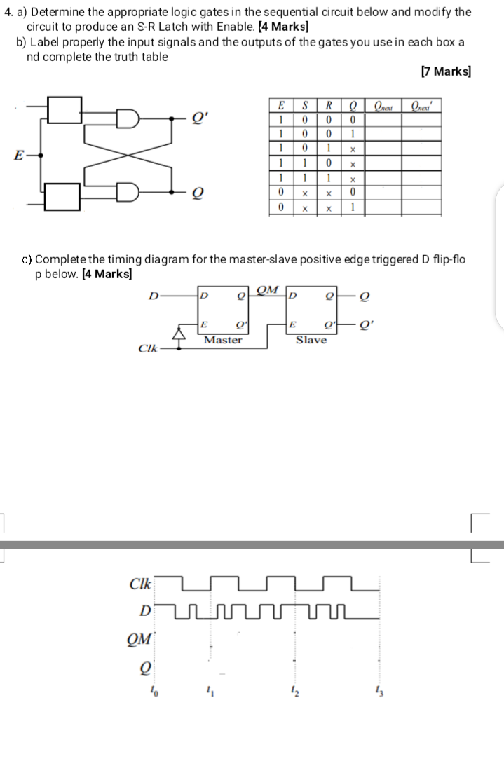Solved 4. a) Determine the appropriate logic gates in the | Chegg.com