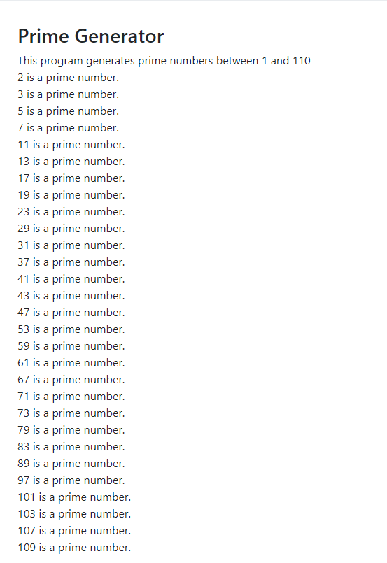 Solved In JavaScript, I was trying to generate prime numbers | Chegg.com