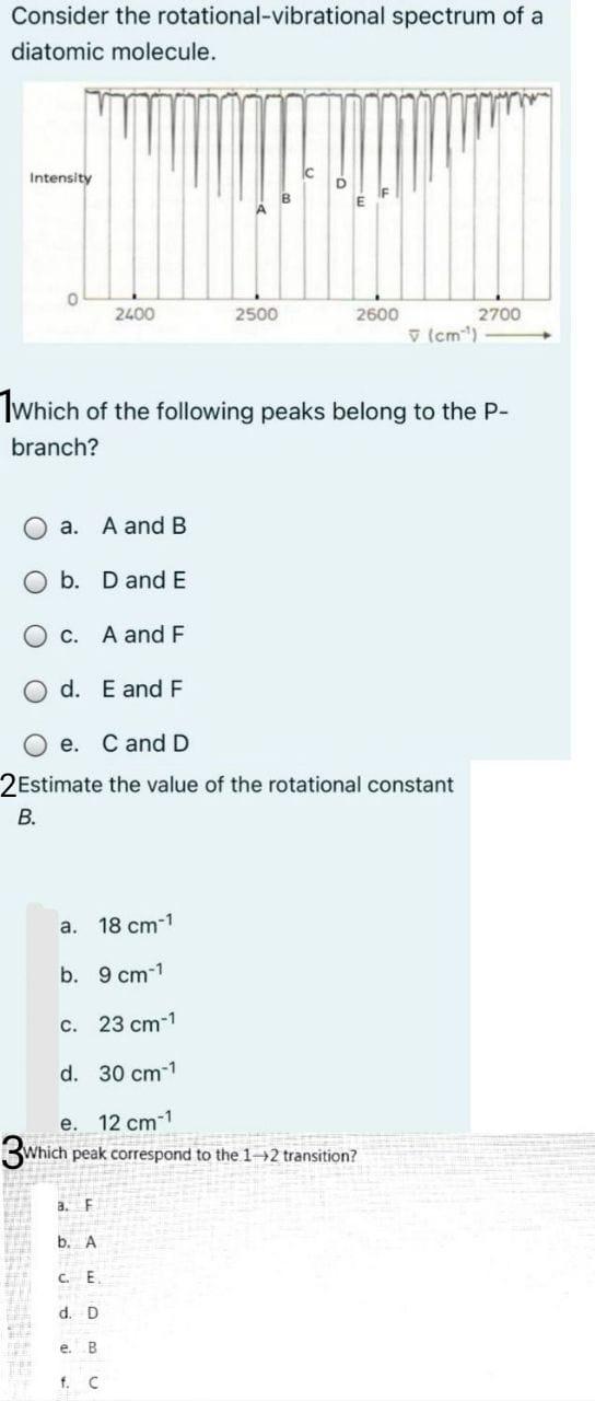 Solved Consider the rotational-vibrational spectrum of a | Chegg.com