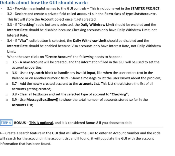 Solved Overview You will be creating a Windows Application | Chegg.com