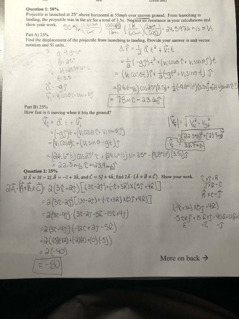 Solved Circle One Question 1 50 Projectile Is Launche Chegg Com