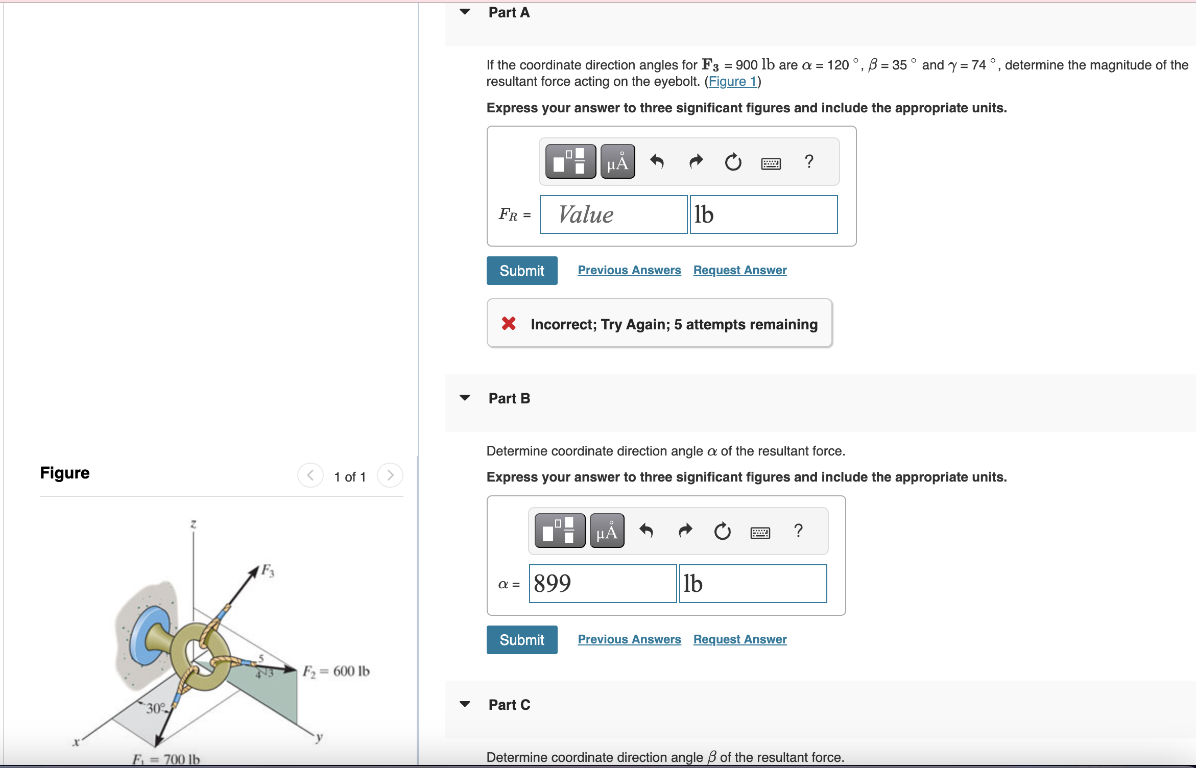 Solved Part AIf ﻿the coordinate direction angles for | Chegg.com