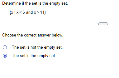 Solved Determine if the set is the empty set. {x∣x