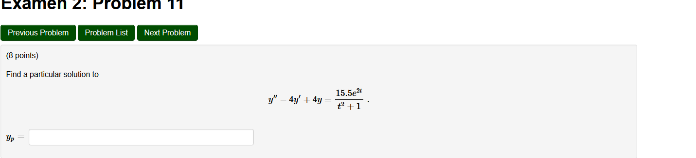 Solved Examen 2. Problem 11 Previous Problem Problem List | Chegg.com