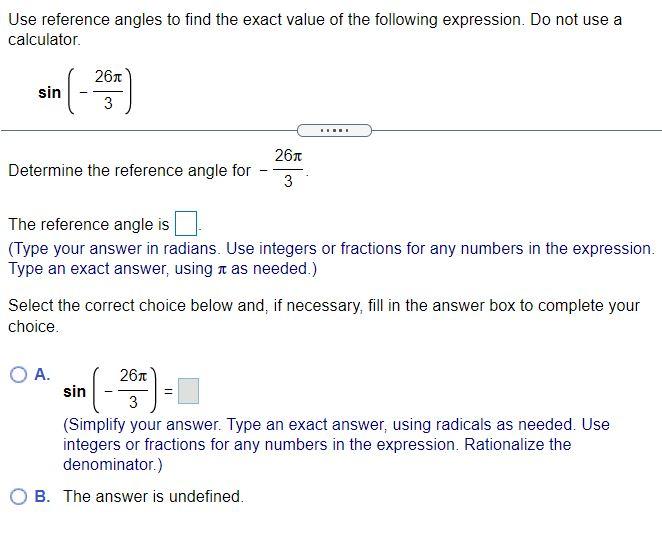 Solved Use reference angles to find the exact value of the