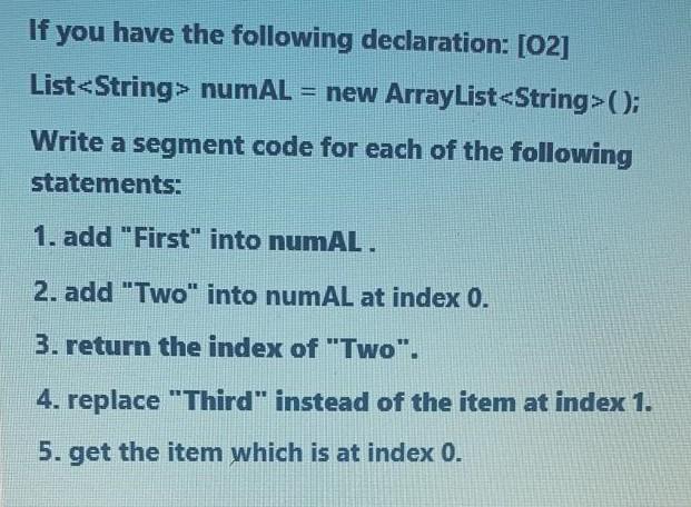 Solved If you have the following declaration: [02] List | Chegg.com