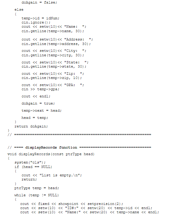 Solved Note Page 3 has a program that utilizes a linked list | Chegg.com
