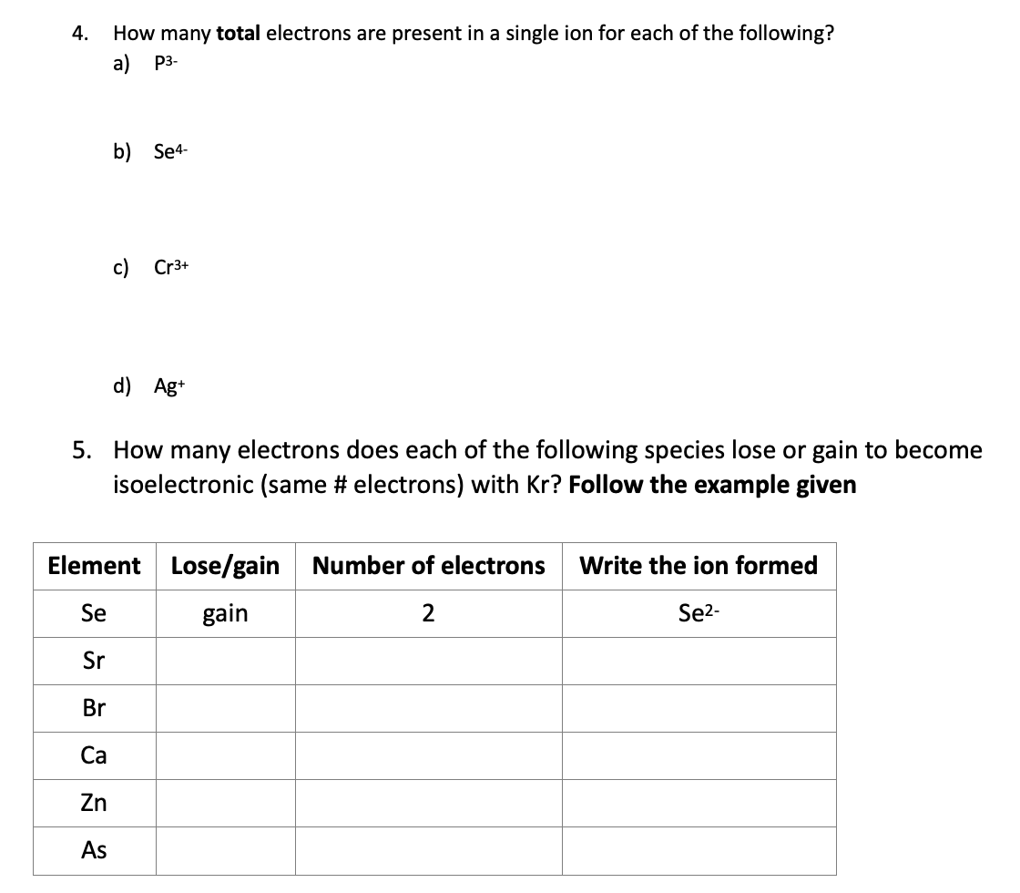 Solved 4. How many total electrons are present in a single