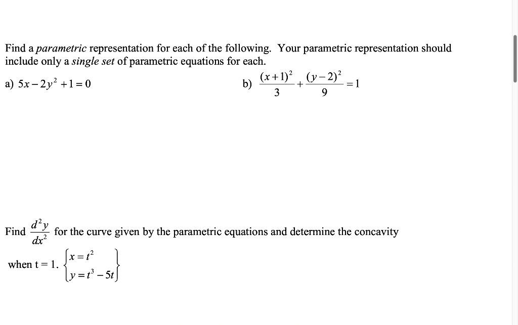 Solved Find a parametric representation for each of the | Chegg.com