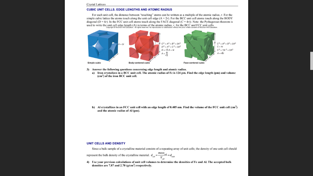Solved The atoms in a unit cell have a property called the | Chegg.com