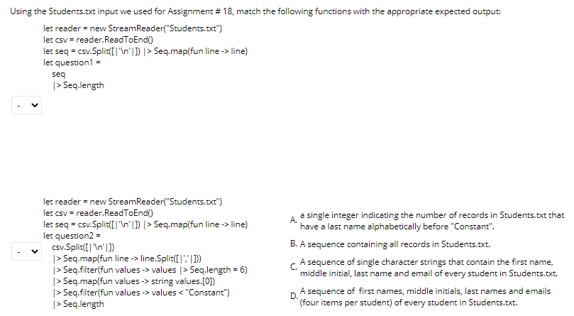 Solved Using the Students.txt input we used for Assignment | Chegg.com
