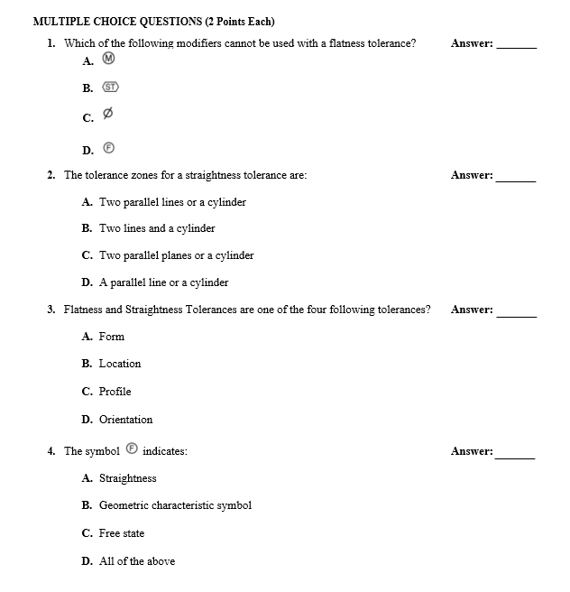 Solved MULTIPLE CHOICE QUESTIONS (2 Points Each) 1. Which of | Chegg.com