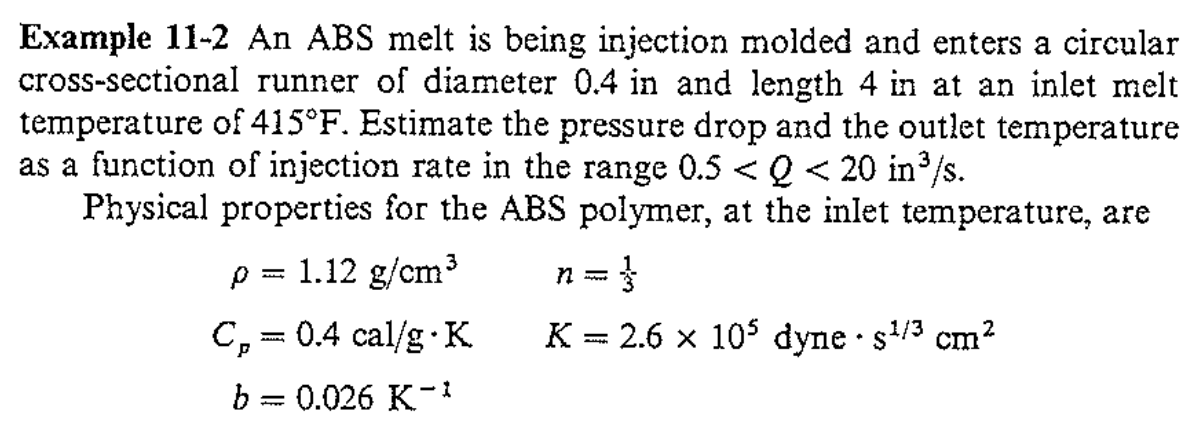 Solved Example 11-2 An ABS melt is being injection molded | Chegg.com