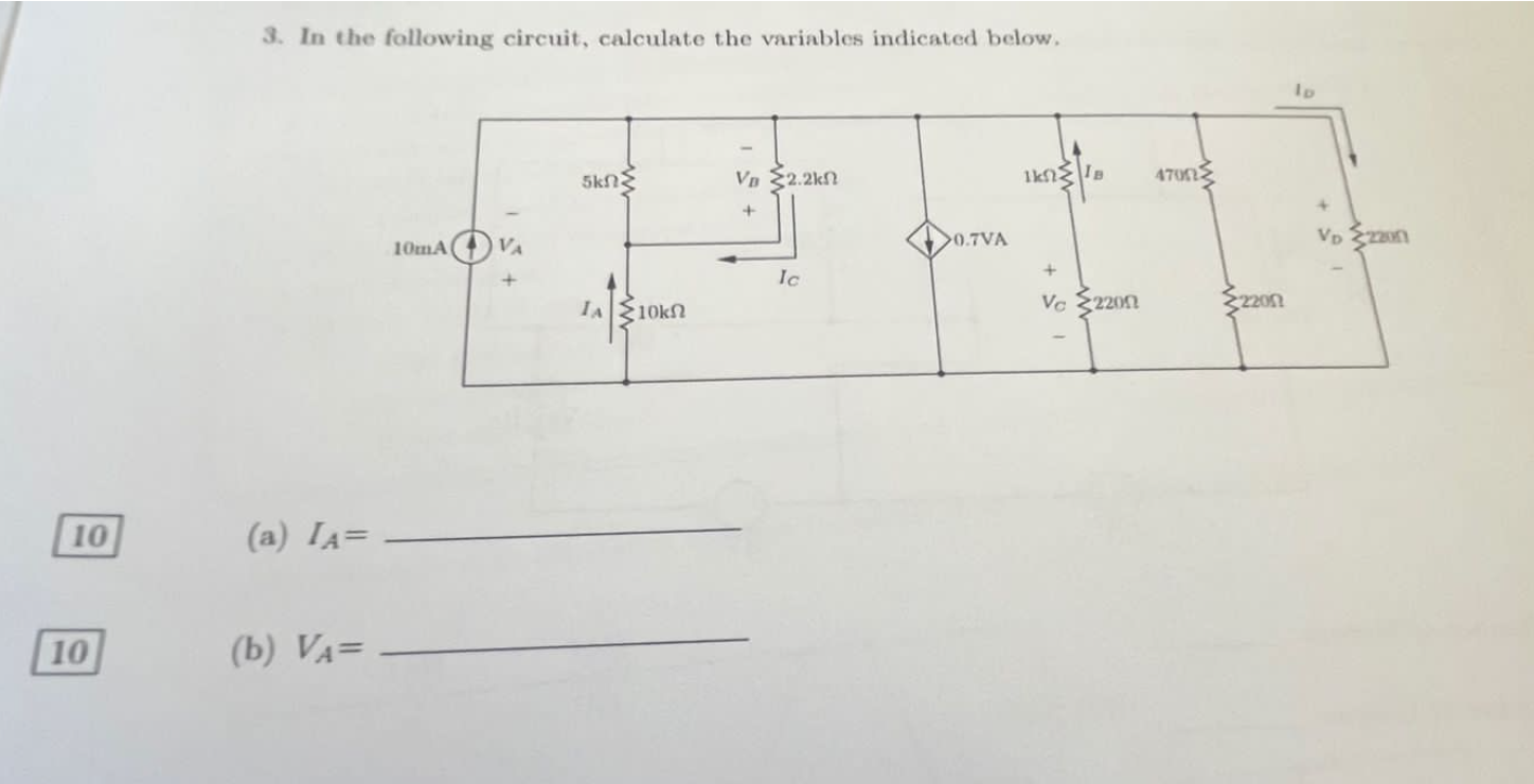 Solved In The Following Circuit, Calculate The Variables | Chegg.com