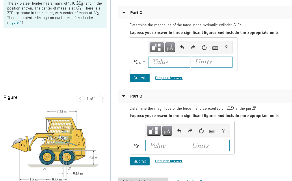 Solved The skidsteer loader has a mass of 1.18 Mg, and in