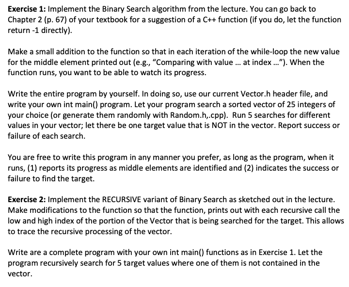 Exercise 1 Implement The Binary Search Algorithm Chegg Com