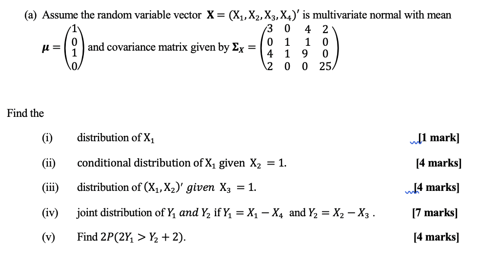 Solved (a) Assume the random variable vector | Chegg.com