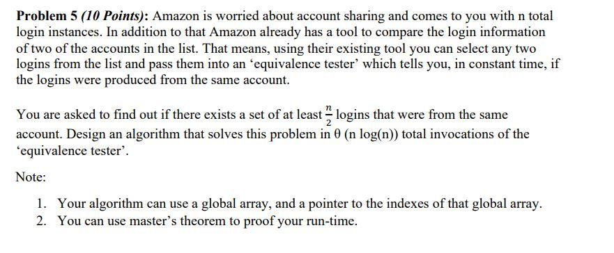 Problem 5 (10 Points): Amazon is worried about | Chegg.com