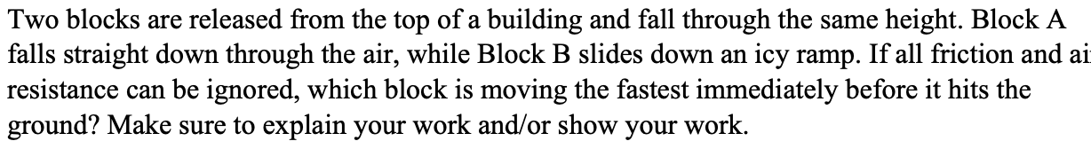Solved Two blocks are released from the top of a building | Chegg.com