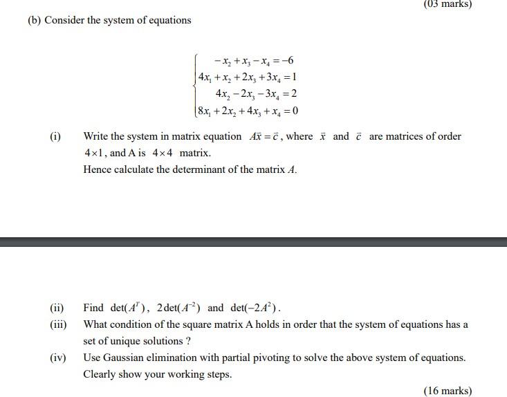 Solved (a) Consider The Following System Of Equations | Chegg.com