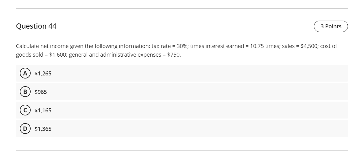 Solved Calculate Net Income Given The Following Information 0173