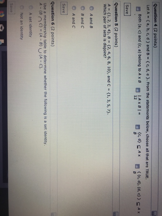 Solved Question 4 (2 points) Let A-( a, b, c, d } and B # ( | Chegg.com