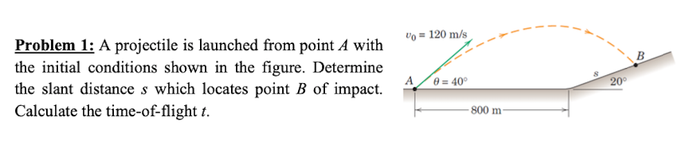 Solved Problem 1: A projectile is launched from point A with | Chegg.com