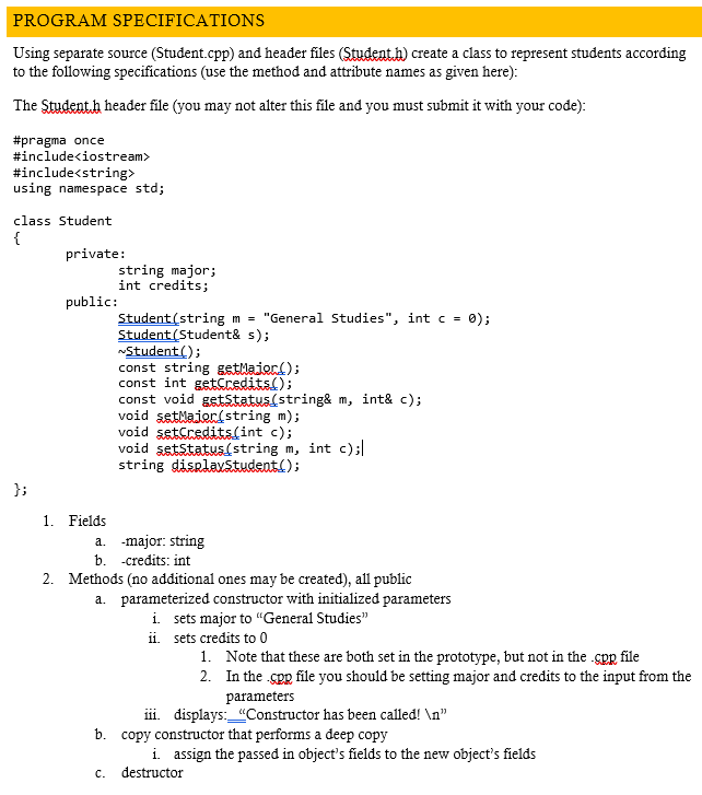 PROGRAM SPECIFICATIONS Using separate source | Chegg.com