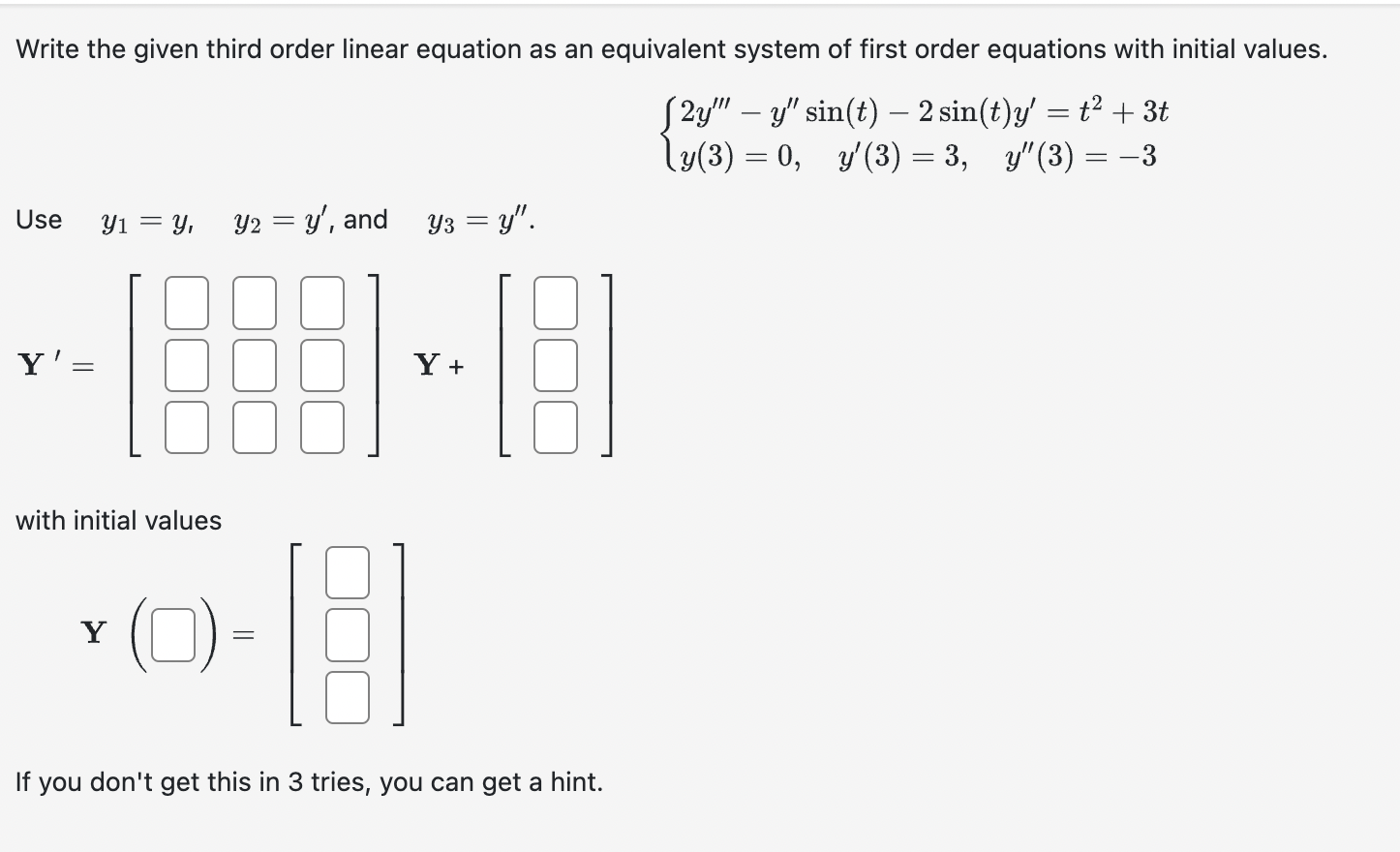 Solved Write the given third order linear equation as an | Chegg.com