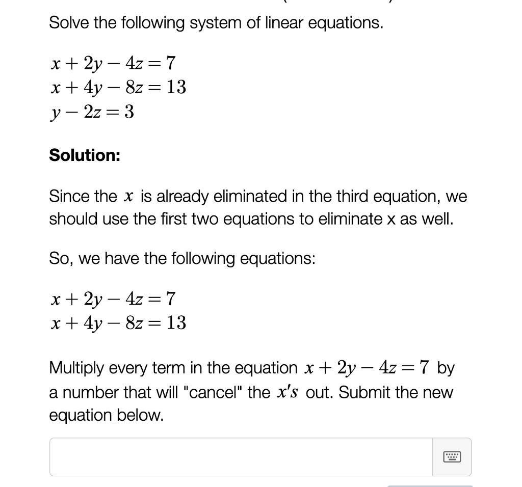 Solved Solve The Following System Of Linear Equations New 4271