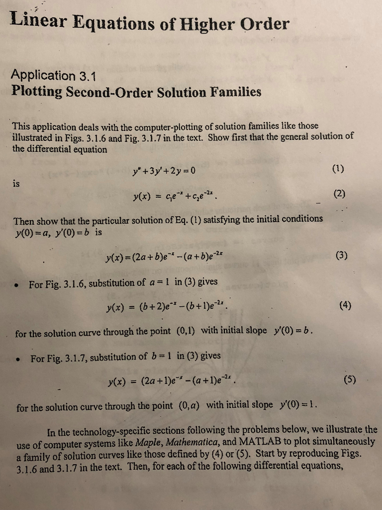 Solved Linear Equations of Higher Order Application 3.1
