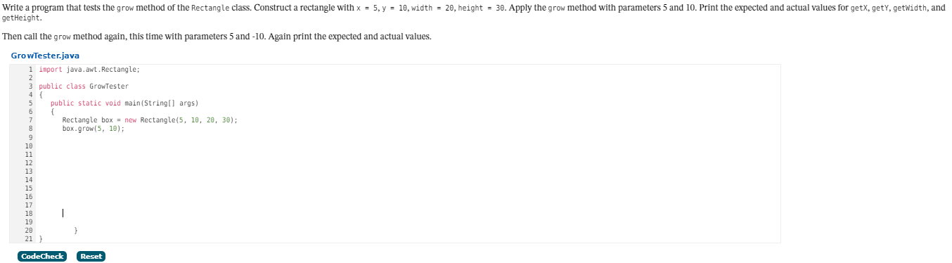 Solved Write a program that tests the grow method of the | Chegg.com