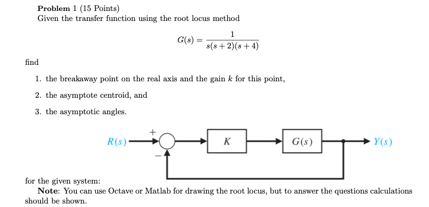Solved Problem 1 (15 Points) Given the transfer function | Chegg.com