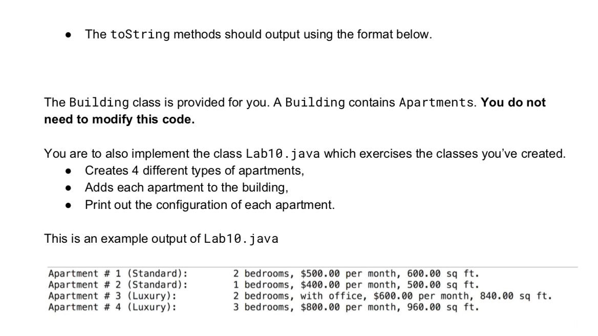 Solved For this lab you are going to implement the abstract | Chegg.com