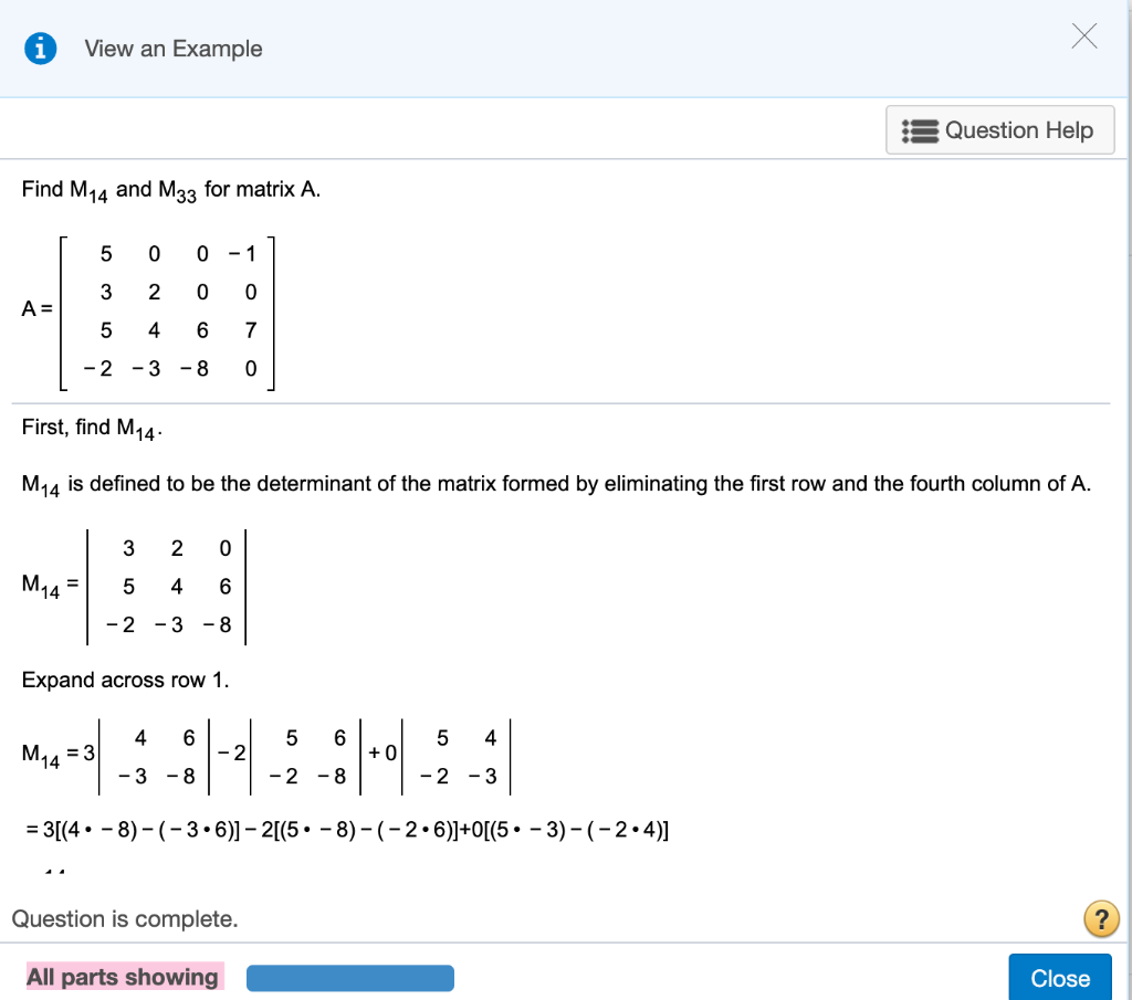 Solved Find M14 and M33 for matrix A. 60 03 670 0 - 3 -4-20 | Chegg.com