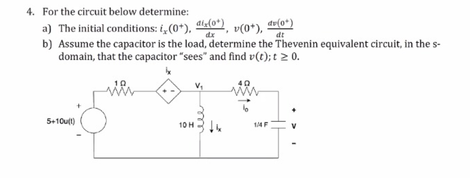 Solved 4. For the circuit below determine: a) The initial | Chegg.com