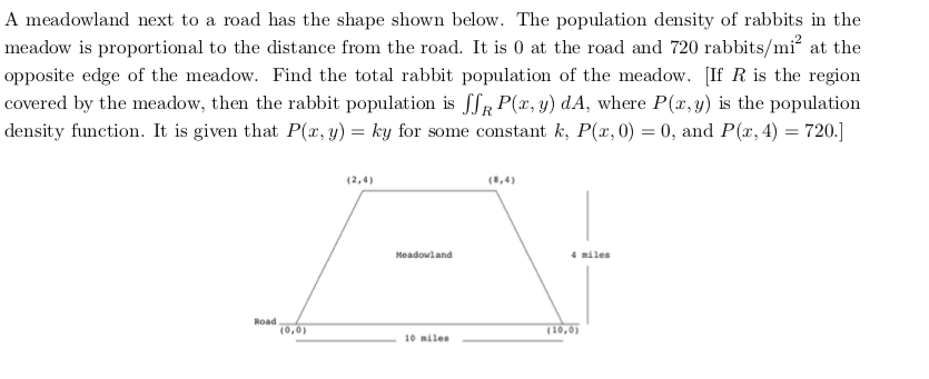 Solved A meadowland next to a road has the shape shown | Chegg.com