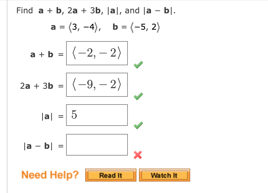 Solved Find A + B, 2a + 3b, Ja], And La – B]. A = (3, -4), B | Chegg.com