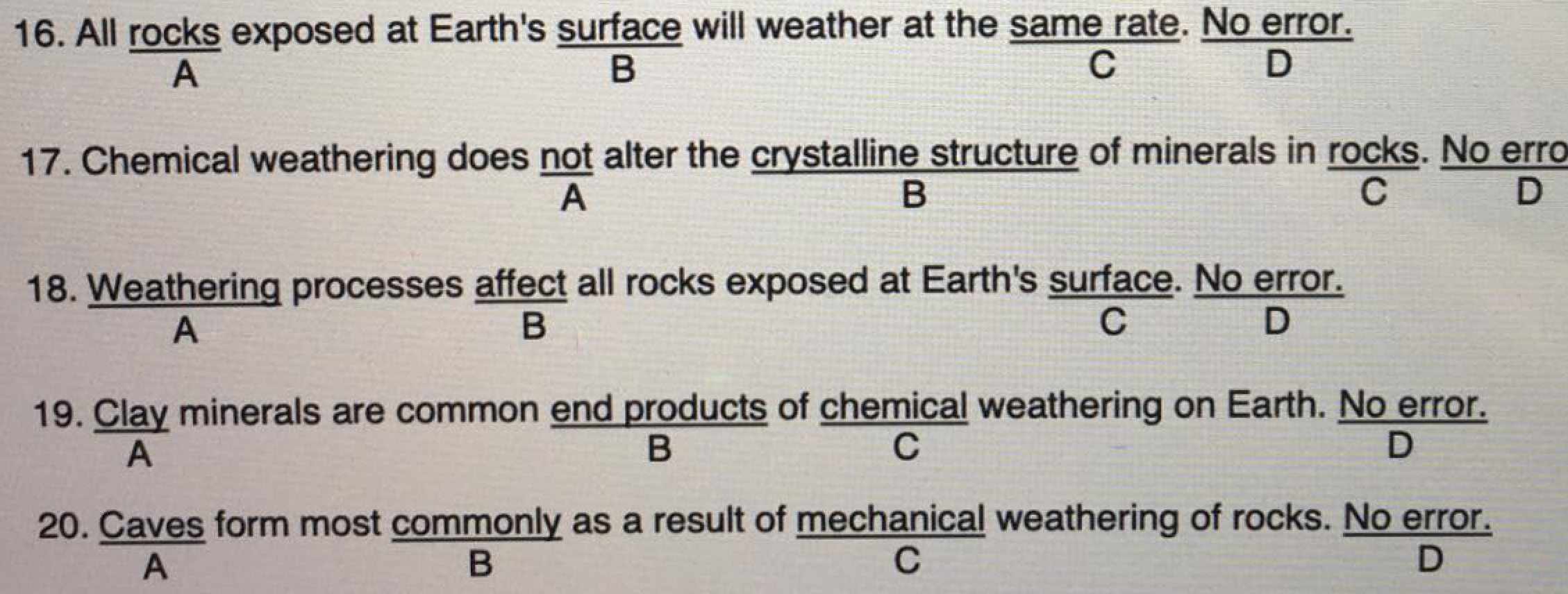 Solved Choose The Letter Of The Underlined Word Or | Chegg.com