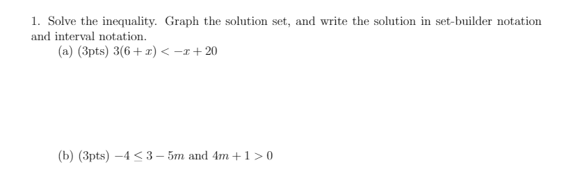 Solved 1. Solve the inequality. Graph the solution set, and | Chegg.com