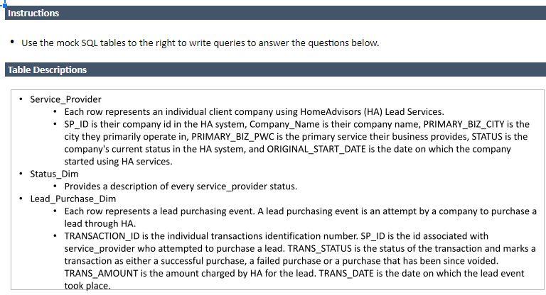 Instructions Use the mock SQL tables to the right to | Chegg.com