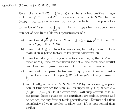 Questionl 10 Marles Order E Np Recall That Ord Chegg Com