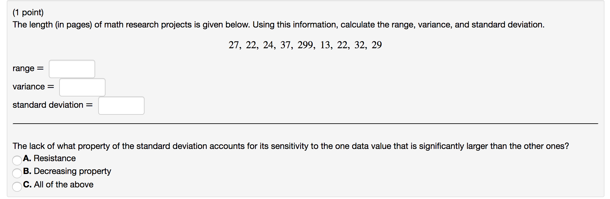 Solved 1 point the length in pages of math research chegg