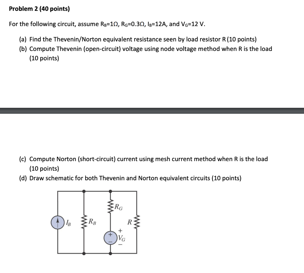 Solved Problem 2 (40 points) For the following circuit, | Chegg.com