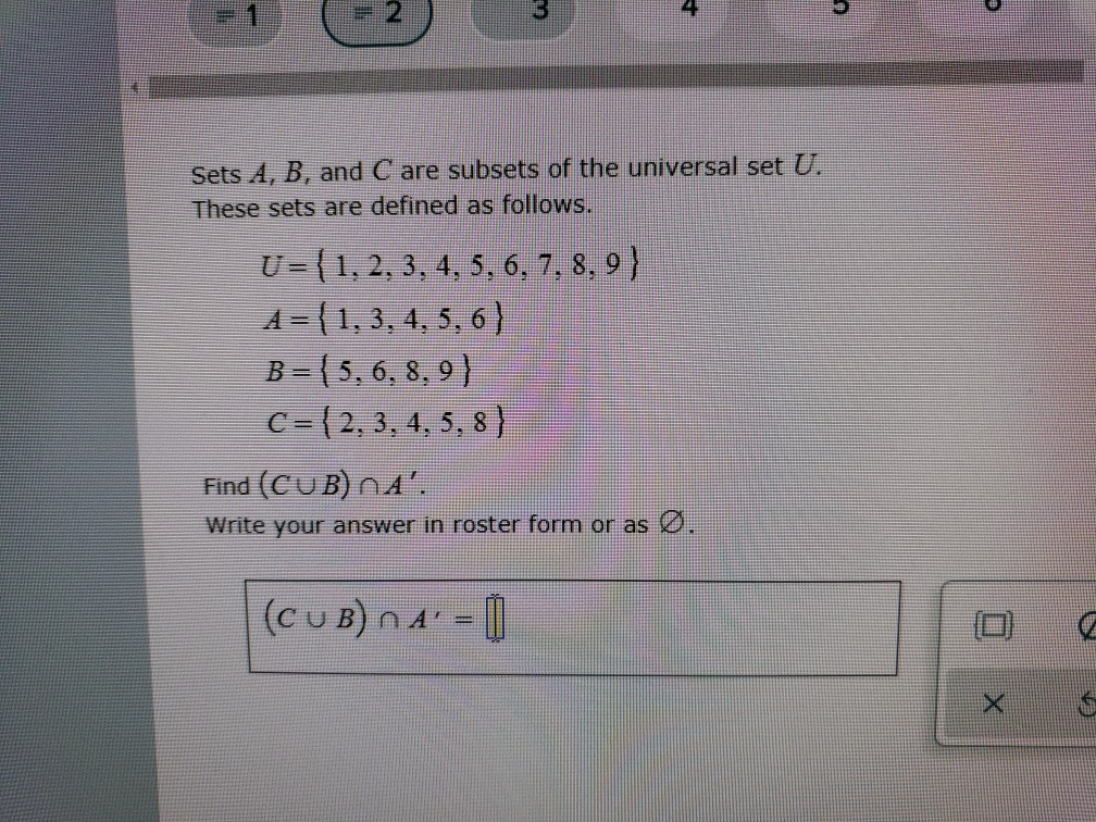 Solved Sets A, B, And C Are Subsets Of The Universal Set U. | Chegg.com