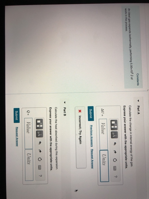 Solved Part A Constants An ideal gas expands isothermally, | Chegg.com